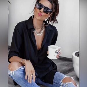 Chico’s soft denim Black Button-Up Women's Shirt - Casual Chic